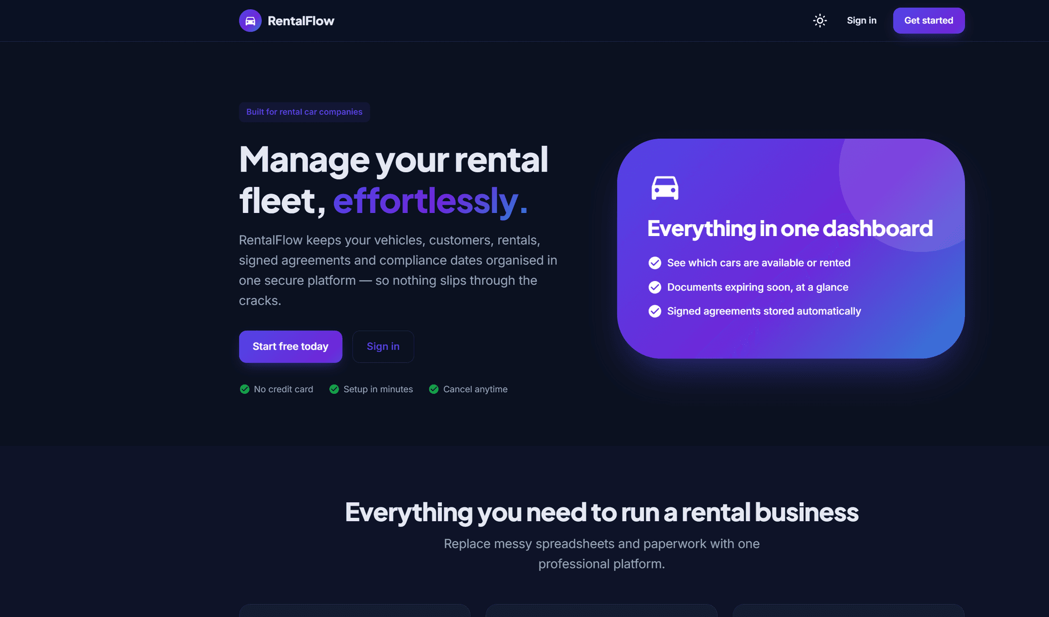 RentalFlow website preview