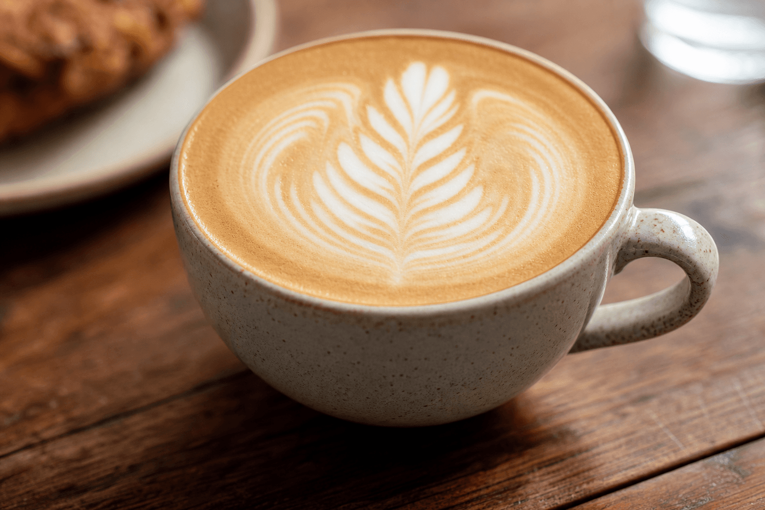 A flat white with latte art at The Coffice
